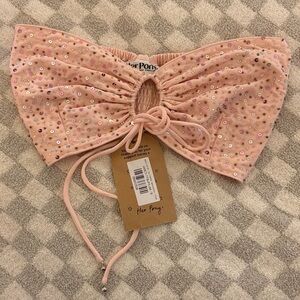 NWT HER PONY AMETHYST PINK TIE FRONT BANDEAU